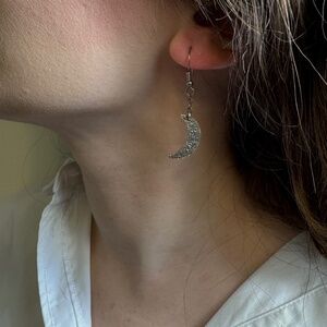 Hammered Silver Moon Earrings